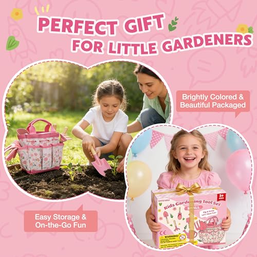 SHALL Kids Gardening Set, New Garden Tools Kit for Kids Toddler Boys Girls