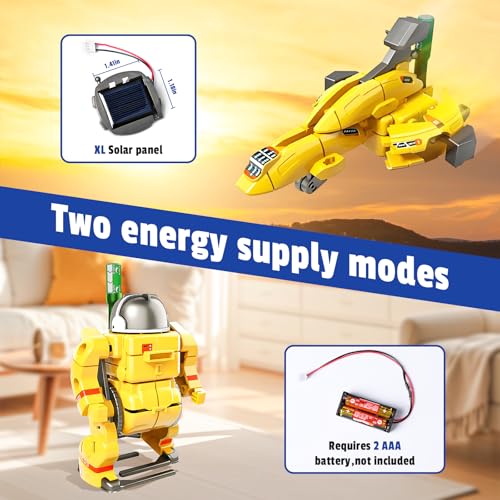 Nilez 6-in-1 STEM Projects Kit Toy for Kids Ages 10 and up, DIY Science Kits, Solar Robot or Battery Powered Space Buliding Educational Gifts for Boys Girl Teen Youth (Yellow) - color: Yellow
