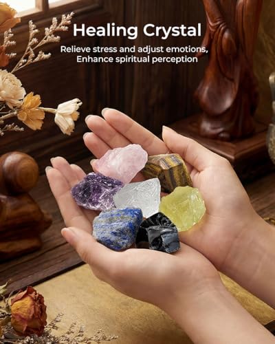Crystals and Healing Stones, 9 Pcs Natural Protection Crystal Set - color: Colorful (Set 9)
