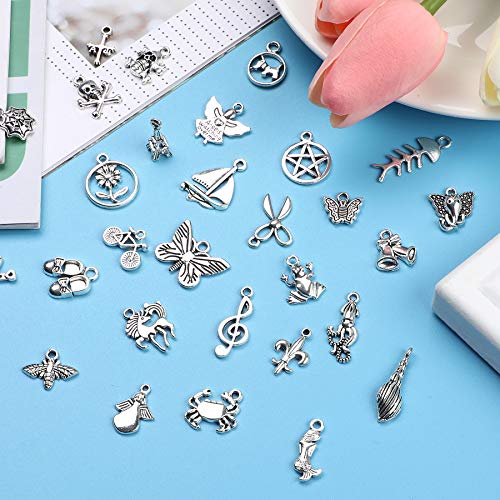 SANNIX 350Pcs Silver Charms for Jewelry Making Wholesale Bulk Mixed - color: Tibetan Silver