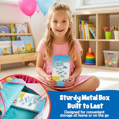 Kasfalci Place Value Dominoes Set Flash Cards, Back to School Supplies, 50 PCS Math Learning Games for Kids, Montessori Counting Toys, Preschool Kindergarten Classroom Must Haves - color: Light Blue