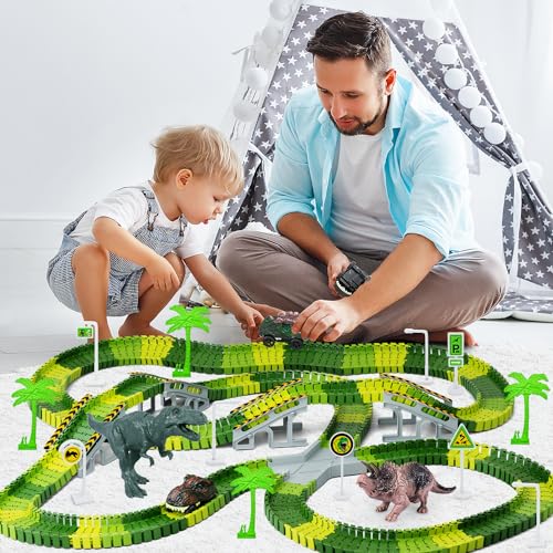 Dinosaur Toys, Create A Dinosaur World Road Race, Dinosaur Track Toys - color: Green