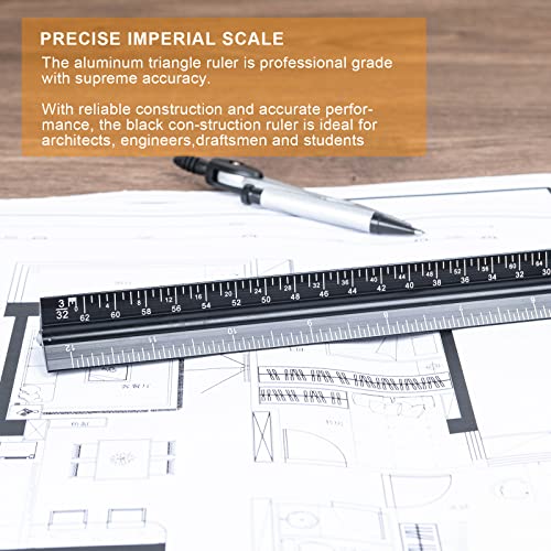 Engineering Architectural Scale Ruler for Blueprints, Metric Metal Ruler