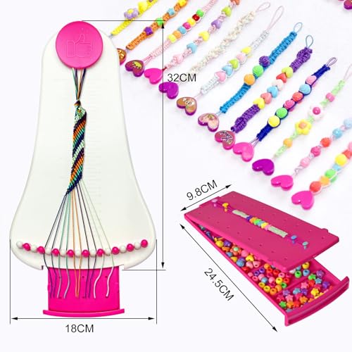 Friendship Bracelet Making Kit toys ,ages for 8 9 10 11 12 Year Old Girls, Kids Travel Activity Set,diy kit,Arts and Crafts Bracelets String Maker Kit ,Great Christmas Birthday Gifts (rosered-white) - color: rosered-white