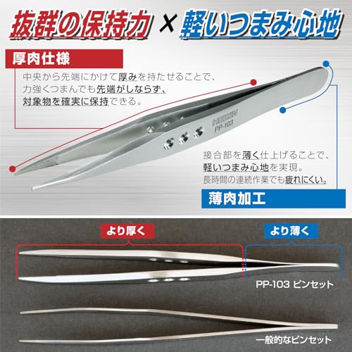 HOZAN Tweezers PP-103 - style: Tip Width: 0.05 inch (1.2 mm) (Straight)