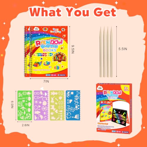 ZMLM Scratch Paper Art-Crafts Gift: 2 Pack Rainbow Notebooks Supplies Toys - color: Dark Orange