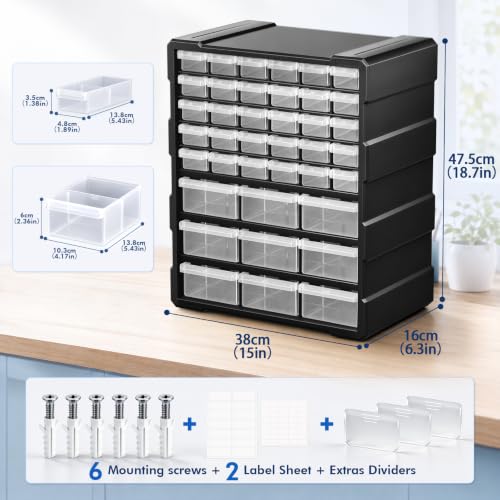 Drawer Organizer Craft Organizers and Storage with Dividers Labels Thicker - size: 39 Drawer