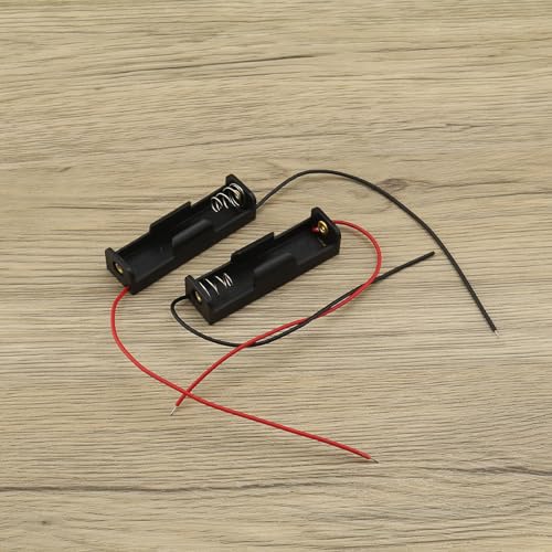 10pcs 1.5V AA Battery Holder with Leads for Electronic Experiment DIY Projects PCB Circuit Projects Family Appliances, Black