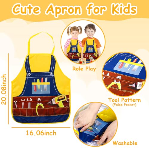 TONZE Kids Tool Set with Apron, 39 PCS Wooden Tool Box Montessori Toys
