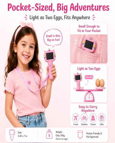 Microscope Camera for Kids Gifts Toys- Handheld Pocket Microscope Autofocus - color: Pink