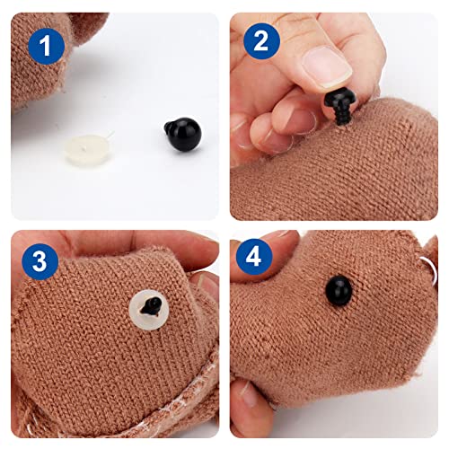 RuWfpz Safety Eyes for Amigurumi Crocheting Animals 6mm Bulk 100Pcs Black - size: 6mm