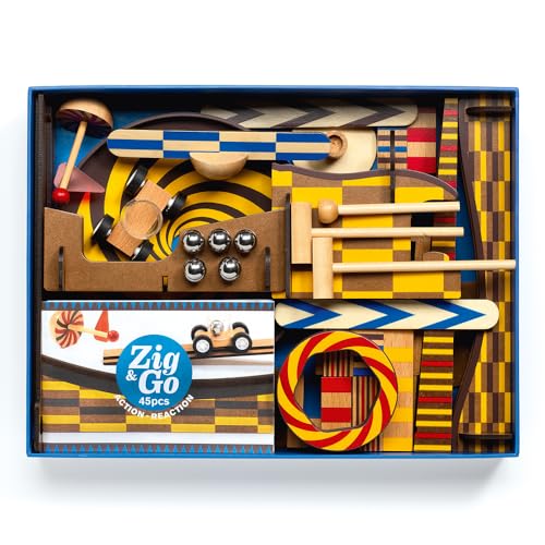 DJECO Zig & Go Wooden Domino Race Construction Set, 45 Pieces (35643) - size: 45 Pieces