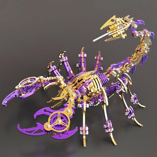 Metalkitor Scorpion 3D Metal Puzzles Kits for Adults Teens – 454 Pcs – Mechanical Assembly Models – 4 Hours to Build – Ideal for Gifts and Decorations (Gold Purple) - color: Gold and Purple