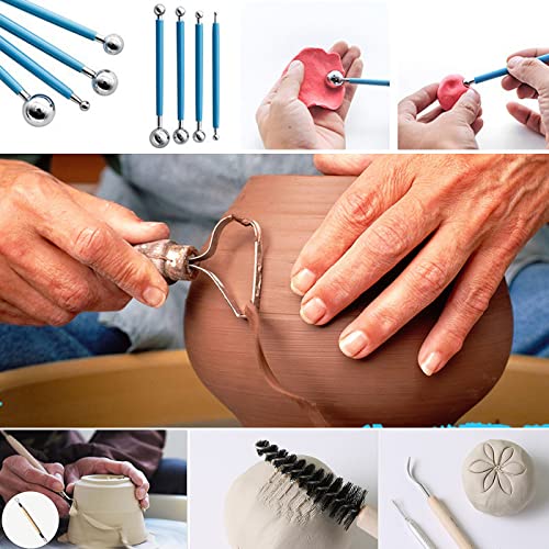 ReArt Natural Air-Dry Clay, Pottery Clay10LBs with 40 Pcs Pottery Tools Clay Sculpting Tool Set, All-Purpose Modeling Clay (White) - color: White