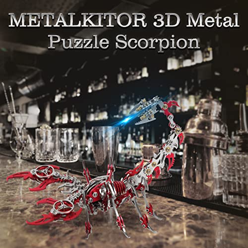 Metalkitor Scorpion 3D Metal Puzzles Kits for Adults Teens – 454 Pcs – Mechanical Assembly Models – 4 Hours to Build – Ideal for Gifts and Decorations (Red) - color: Red