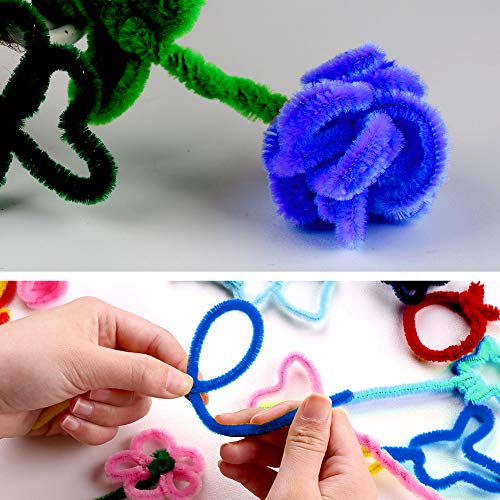 100 Pieces Pipe Cleaners Bulk Chenille Stem Blue Pipe Cleaners - color: Blue