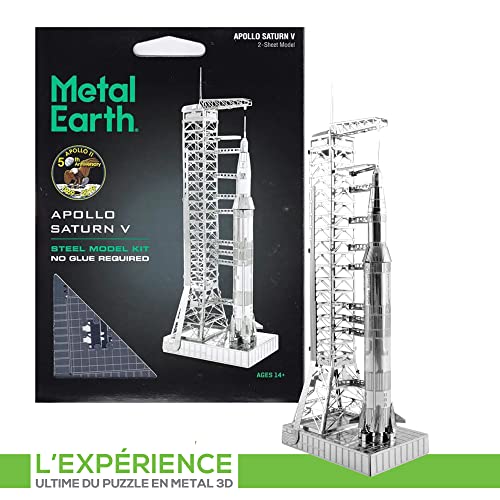 Fascinations Metal Earth Apollo Saturn V with Gantry 3D Metal Model Kit - style: Retro