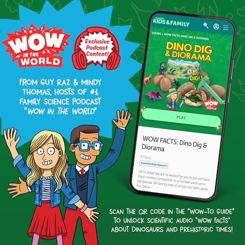 Wow in the World Dino DIG & Diorama | 10 Dig-Out Plaster Dinosaur Eggs, Prehistoric DIY Diorama, Companion Audio Content, Bonus Reusable Science Tool, STEM Toy for Kids 4+ by Thames & Kosmos