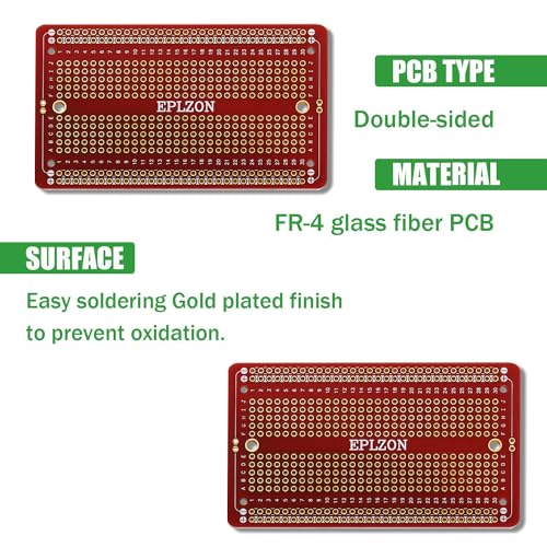 10 Pcs Solderable Breadboard PCB Board Gold-Plated Solder Breadboard for DIY Electronics Projects Apply to Soldering Projects 3.5"x2.05" (Red) - color: Red
