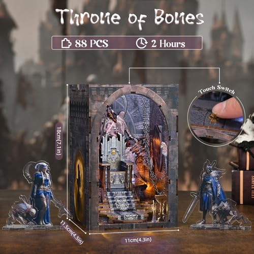 MiniCity Book Nook Kit - DIY Miniature House Kit for Adults and Teens, Dollhouse Booknook Tiny House Model Build Bookshelf Decor, Gifts for Family, Friends (Throne of Bones) - color: Throne of Bones
