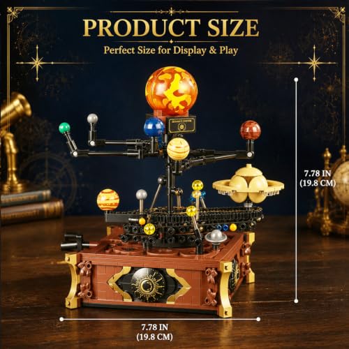 Spinning Solar System Space Building Kit, Compatible with Lego Space, STEM Model with Rotating Planets, Rocket Sets STEM Educational Space Toy Solar System Gifts for Adults Teens 14+