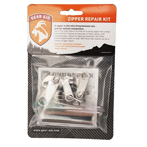 GEAR AID Zipper Repair Kit with Multiple Zipper Sliders, Stops and Instructions, 20-piece