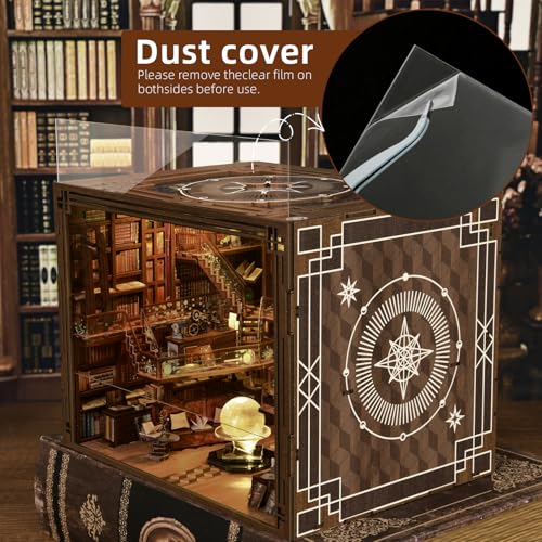 MiniCity Book Nook Kit, DIY Miniature Dollhouse Booknook Kit with Led Light and Dust Cover (Beyond Library Max) - color: Multicolor