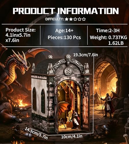 Roroom Book Nook Kit for Adults, Gothic Dragon Treasure House Building Kit - color: Dragons Treasure Labyrinth
