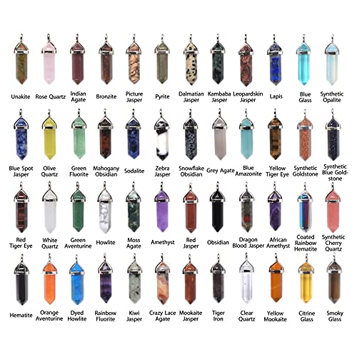Justinstones Crystal Healing Hexagonal Point Chakra Reiki Pendant Beads Lot - color: 12pcs Mixed