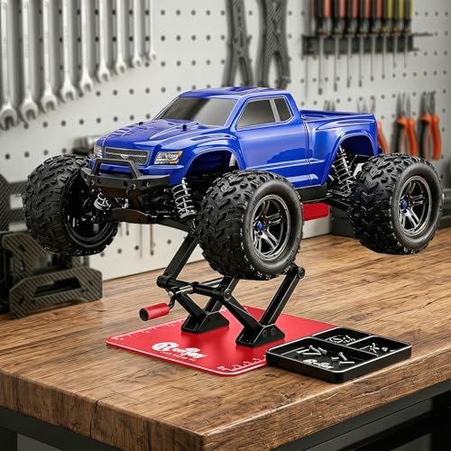 RC Car Stand Lift Lower with 3-Slot Screw Tray for 1/8 1/10 1/12 Scale, Red - color: Red, With 3-slot Screw Tray