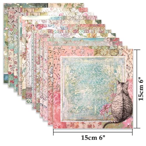 24 Sheets 6"x6" Scrapbook Paper Single-Sided Pattern Decorative Paper - color: 24 sheets-Orchids and Cat