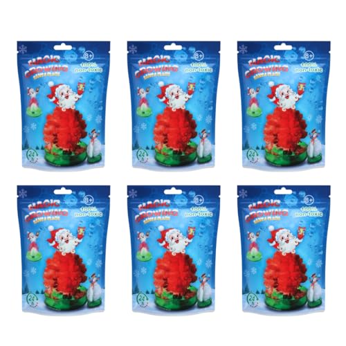 Magic Growing Christmas Tree DIY Crystal Kit – Green/Red Variants, Fast 24h Growth, Star Topper & Garland – Fun Holiday Decor & Gift Set (6, Red)