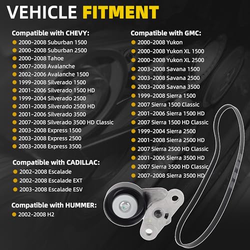 Dasbecan 90K-38159 A/C Belt Tensioner Kit ACK040378HD AC Compressor Belt