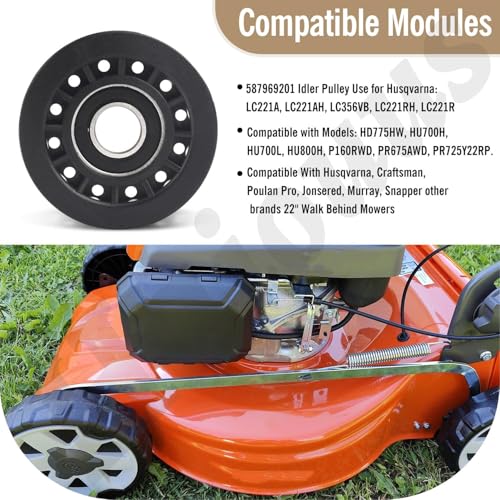 587973001 587969201 Idler Pulley Assembly - for Husqvarna Craftsman Mowers - style: Pulleys Kit