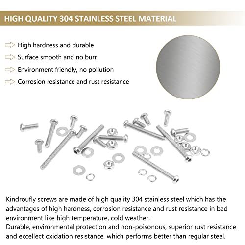 562 Pieces M2 x 4/6 /8/10 /12/16 /20mm Button Head Socket Cap Screws Nuts Washers Assortment Kit, 304 Stainless Steel, Fully Machine Thread - size: M2, style: Button Head
