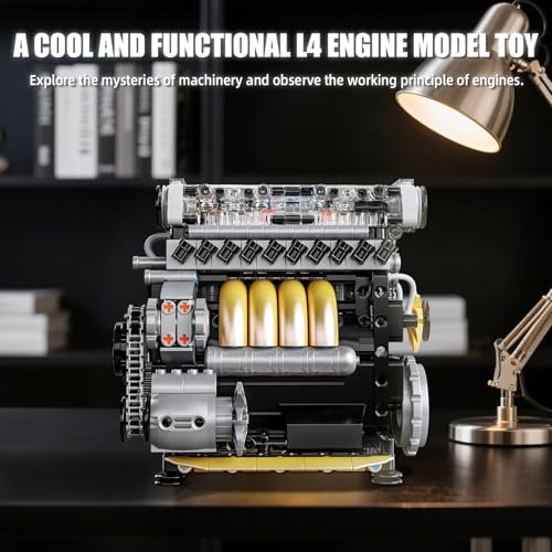L4 Engine Building Sets for Adults, MOC Inline 4-Cylinder Mini Car Motor Model Kit that Runs, DIY STEM Toy Gift for Teens 14+ (853 PCS) - style: YC614