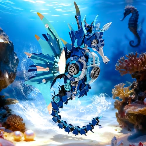 Mechanical Seahorse Building Set for Adult,Ocean Animal Building Block Toy - style: Seahorse