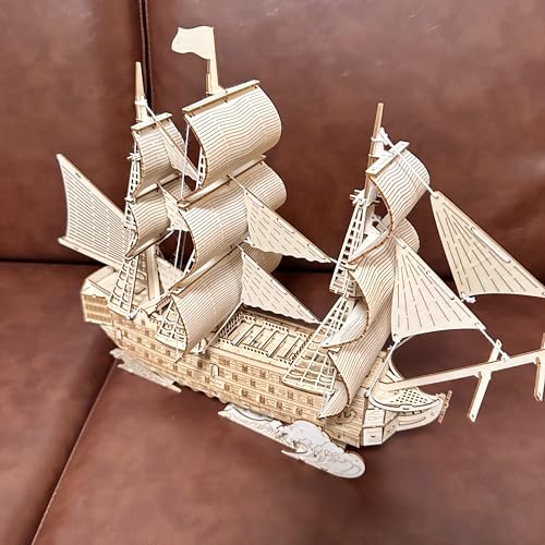 Wooden 3D Sailboat Puzzle Model Kit DIY Ship 3D Jigsaw Puzzles - color: Sailing Boat Puzzle B