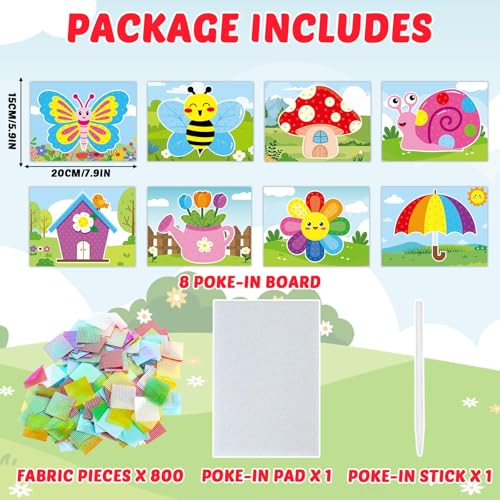 Lonfliness 8 Pcs Spring Poke in Craft Kits for Kids Mess Free DIY Art - style: Spring