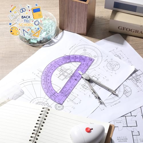 EBOOT Drawing Compass and 6 in Protractor Geometry Set, Purple - color: Purple