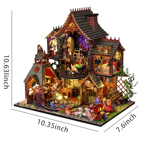 Plustopoy DIY Miniature House Kit,Tiny House Model Kit Dollhouse with Light & Tools, DIY Wooden Dollhouse Miniature Kit for Adults and Teens, Creative Craft Magic House Kit, Home Decor(Magic Spirit) - style: Magic Spirit