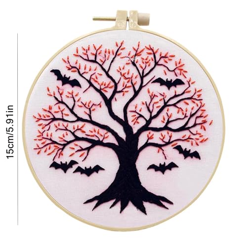 SCECALA 4 Pack Pink Halloween Embroidery Kit for Beginners - color: Pink White