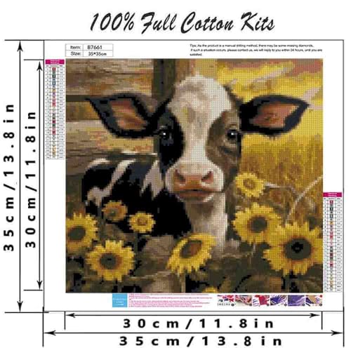 DYAIANGMU Cow Stamped Cross Stitch Kit for Adults 13.7x13.7 inches - color: flower-50