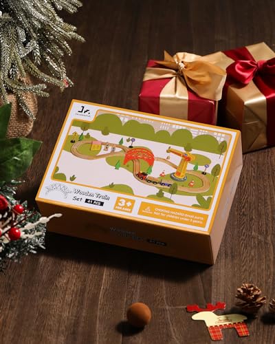 SainSmart Jr. Wooden Train Set for Toddler, 41pcs Wood Train Track w/Crane Fits Brio, Thomas, Melissa and Doug, Kids Wood Toy Train for Kids Ages 3+ - style: Crane