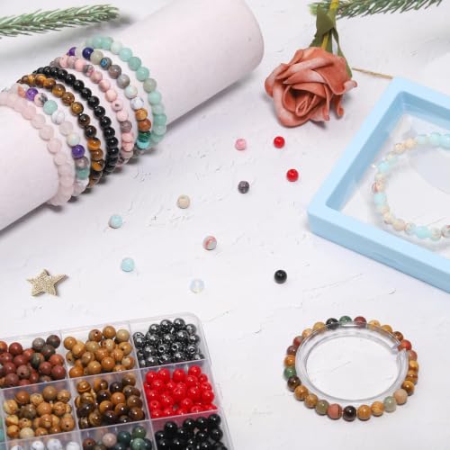1080pcs 4mm Natural Round Stone Beads Gemstone Crystal Loose Beads Smooth Bead for Bracelet Necklace Earring Jewelry Making Kit - color: multicolored, size: 4mm