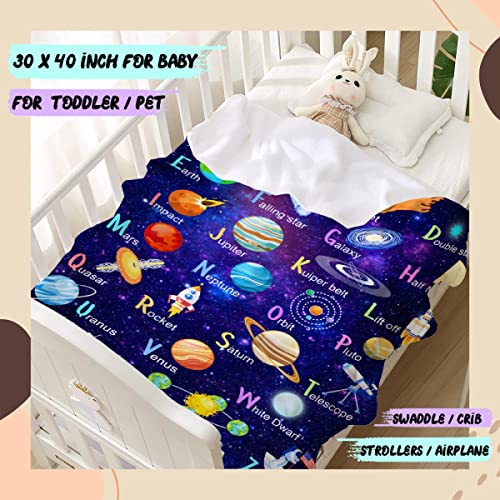 Space Alphabet Throw Blanket Fannel Fleece Super Soft Funny Blanket Travel Throw Blanket for Bed Couch Sofa 120 x 90 Inch for Family - color: Space Alphabet, size: 120x90 In for Family
