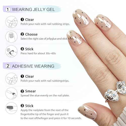 6 Packs (144 Pcs) | Reusable Press on Nails | cute nails | 6-Style Bundle | 12 Sizes | Each Style 24 Pcs | Micro Dot & Cherry - color: Micro Dot & Cherry