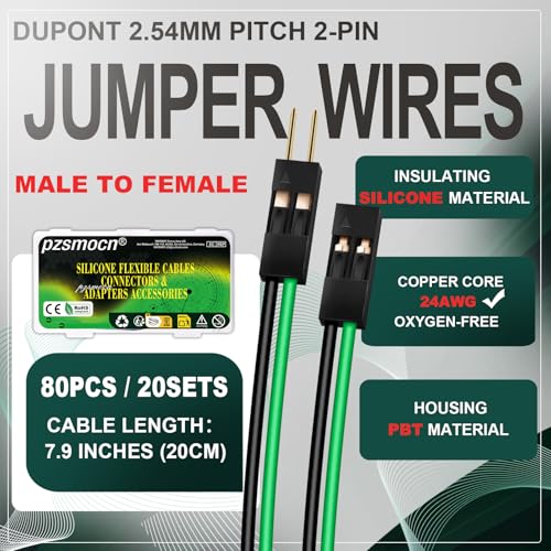 20 Sets / 80 Pcs for Dupont 2.54mm 2-Pin Male-Female Connector Kit - size: 2-Pin, style: Female to Male