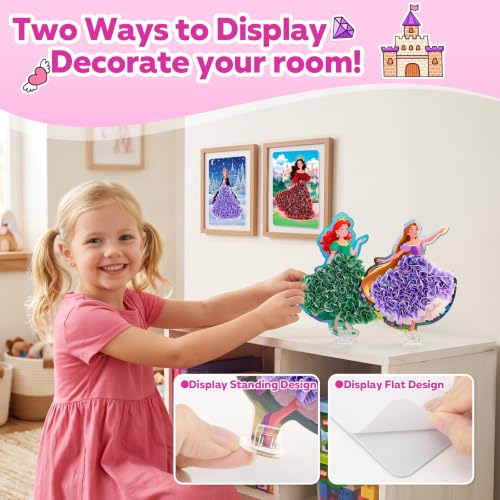 8 PCS Mess-Free Magical Princess Poke Art Craft Kit for Kids Ages 4-8