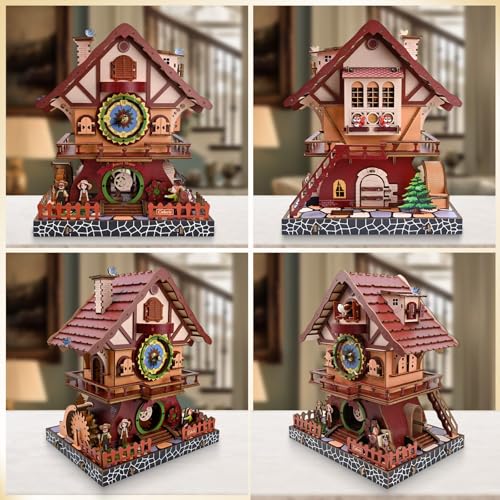 Cuberie 3D Wooden Puzzles for Adults, Cuckoo Wooden Clock kit 3-D Puzzles - DIY Mechanical Wood Model Building Project for Adults & Teens, Hobby Gifts for Men/Women Age 14+